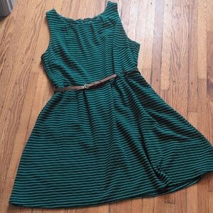 3 for $30: Striped Green and Navy Sleeveless Dress